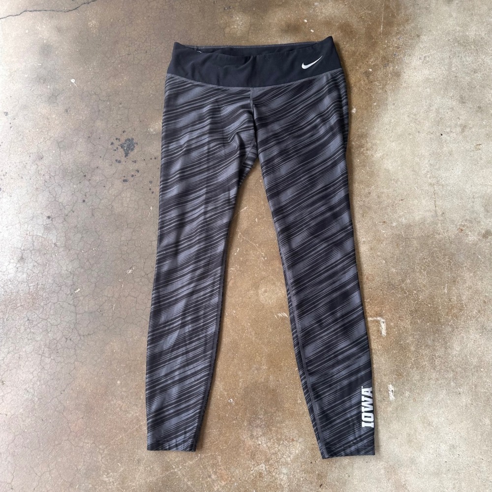 Nike Leggings Women M Grey Excellent Iowa Hawkeyes Dri-FIT Striped Tights